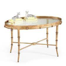 Gold Bamboo Oval Cocktail Table