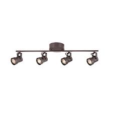 Hampton Bay 4 Light Bronze Led Dimmable Fixed Track Lighting Kit With Straight Bar Metal Shade 17203s4 Bz The Home Depot