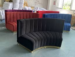 lobby velvet sofa curved booth seating