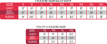 Custom Team Jerseys Hoodie Size Chart Custom Sublimated