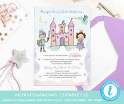 Princess Invitations Editable Prince Princess Party Invitations Digital Kids Birthday Invitations Template Fairytale Invitations Knight