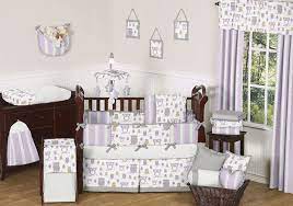 owl baby girl grey crib bedding set
