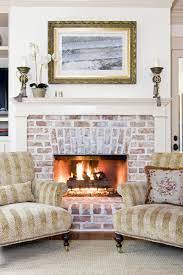 Pale Stone Fireplaces And White Mantel