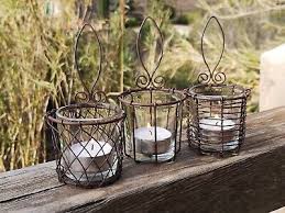 3 Wall Hung Wire Cage Hanging Tea Light