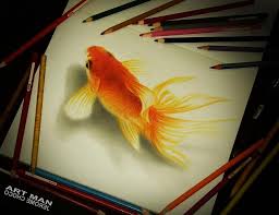 It has a heavy weight at 100lb/270gsm, and will stand up to many layers of colored pencils. Gold Fish By Art Man Jerome Choco Philippines Color Pencil Art Fish Drawings Fish Painting
