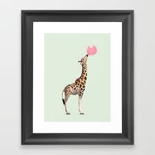 giraffe bubble gum print digital