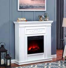 38 White Electric Heating Fireplace