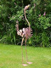 Large Garden Flamingo Metal Sculpture