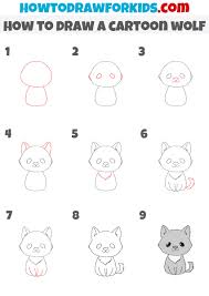 how to draw a cartoon wolf easy