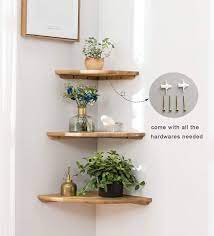 Solid Oak Wood Floating Corner Shelf