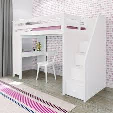 Maxtrix staircase beds for girls. Brighton White Loft Bunk Bed Storage Stairs Desk Solid Wood