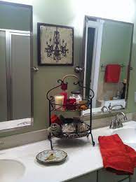 This small space bathroom features many small space tricks, including the perfect combination of mirror and glass. Bathroom Decor Bathroom Red Grey Bathrooms Designs Bathroom Design Black