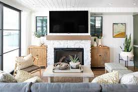 Shiplap And Stone Fireplace Design Ideas