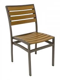 faux teak armless dining chair