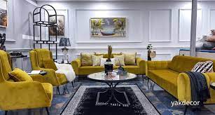 stylish custard yellow sofa set