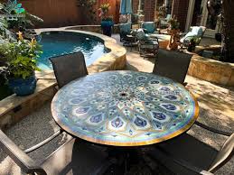 Large Mosaic Dining Table With Umbrella