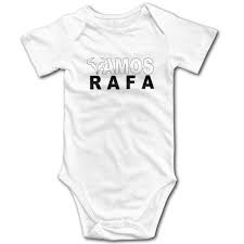 Rafael nadal logo/the spanish warrior what will you need for rafa΄s logo: Baby Girls Boys Classic Rafa Vamos Rafael Nadal Logo Kids Bodysuits Short Sleeve Cotton Jumpsuit Romper