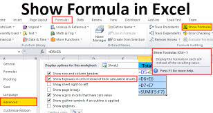 excel show formula how to show