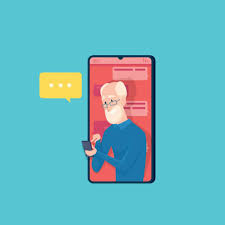 old person messaging smartphone dialog