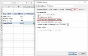 auto refresh pivot table data in excel