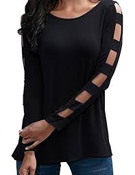 Allegrace Women Sexy Square Cut Out Long Sleeve Tops Fashion