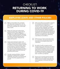 checklist returning to work during