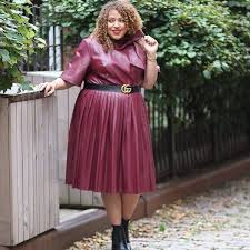 Faux Leather Tie Neck Dress Womens Plus Size Dresses In