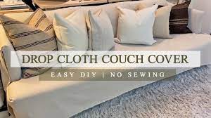 couch cover using drop cloth no