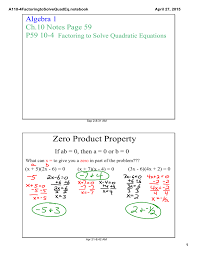 Zero Property Algebra 1 Ch 10