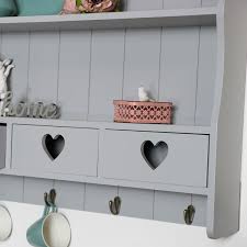 Large Grey Wall Shelf With Heart Drawer