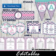 pink and blue nautical baby shower