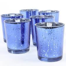 Metallic mercury glass votive candle holders set of 6 in assorted shapes. Koyal Wholesale 12 Pack Navy Blue Antique Votive Cups Mercury Glass Candle Holders Weddi Mercury Glass Candle Holders Glass Votive Blue Votive Candle Holders