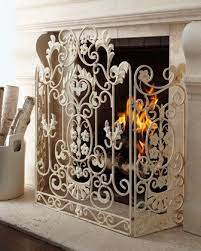 Antiqued White Fireplace Screen