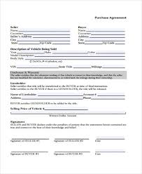 Free 7 Vehicle Purchase Agreement Form Samples In Sample