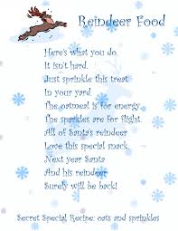 Here you will find list of poems with theme as food and also funny poems. Reindeer Food Poem Recipe