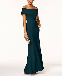 Ruffled Back Off The Shoulder Gown Regular Petite Sizes