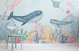 Kids Underwater Ocean Watercolour Wall