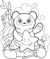 Easy flower and panda coloring book for adults: Little Cute Panda Coloring Book Funny Illustration Royalty Free Cliparts Vectors And Stock Illustration Image 160340357