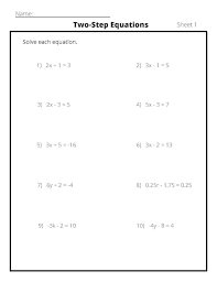 Practice Two Step Algebra Equations