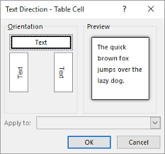 changing table cell text direction
