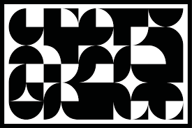 Tableau géométrique art abstrait noir - TenStickers