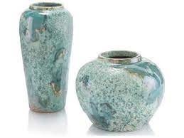 John Richard Set Of Two Sea Foam Vases