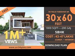 30x60 House Design 3d 1800 Sqft 200