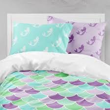 Mermaid Scales Kids Comforter Set Purple Teal Green Girl Bedding Set Pillow Shams Mermaids Girl Bedding Blankets 111
