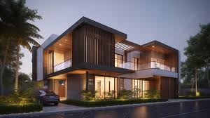 3d rendering of modern house in india