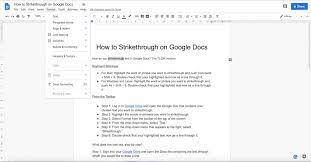 to strikethrough text in google docs