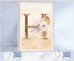 Letter H Wall Art Typography Wall Art
