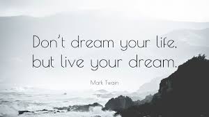 Live every moment, laugh every day, love beyond words. Mark Twain Quote Don T Dream Your Life But Live Your Dream