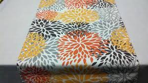 mums table runner grey orange and