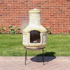Fire pit for wood deck landscaping: Wido Clay Terracotta Pizza Chiminea Oven Log Burner Garden Outdoor Kitchen Furniture Heater Fire Pit Buy Online In Austria At Desertcart At Productid 125712397
